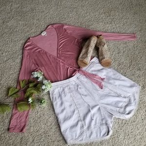 Nwot Linen pocket lace drawstring shorts